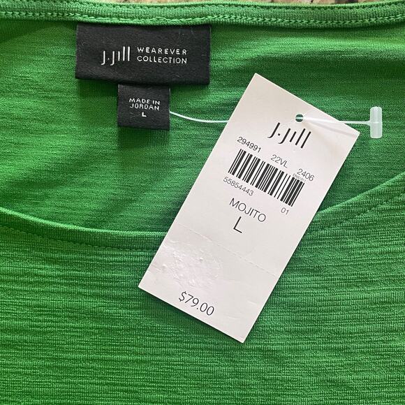 J.JILL Wearever Collection Size Large Green Pullover Asymmetrical Hem Tunic NWT - Picture 4 of 9
